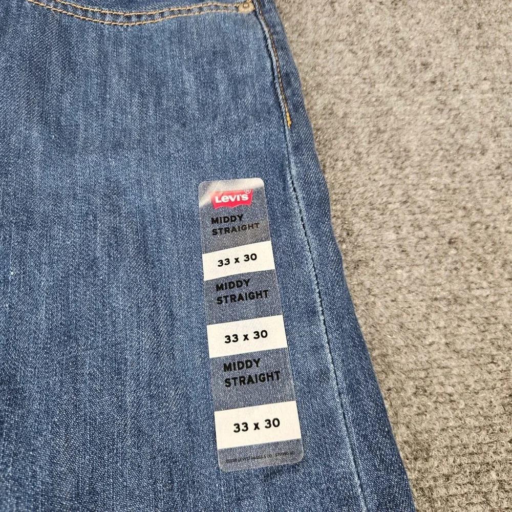 Levis Middy Straight Jeans Blue Mid Rise Denim Pants 33x30 A4690-8003 NWT
